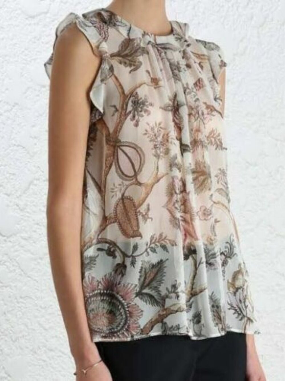 Zimmermann Women's M Blouse 100% Silk Floral Sheer Size 1 /Us 4-6